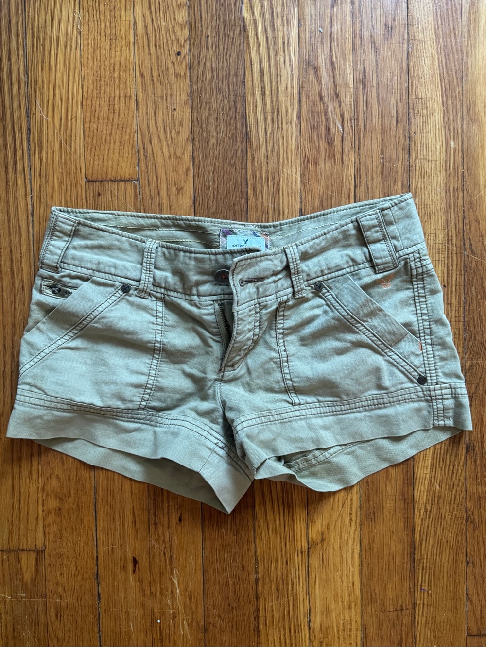 American Eagle Outfitters Olive Green Low-Rise Denim Shorts